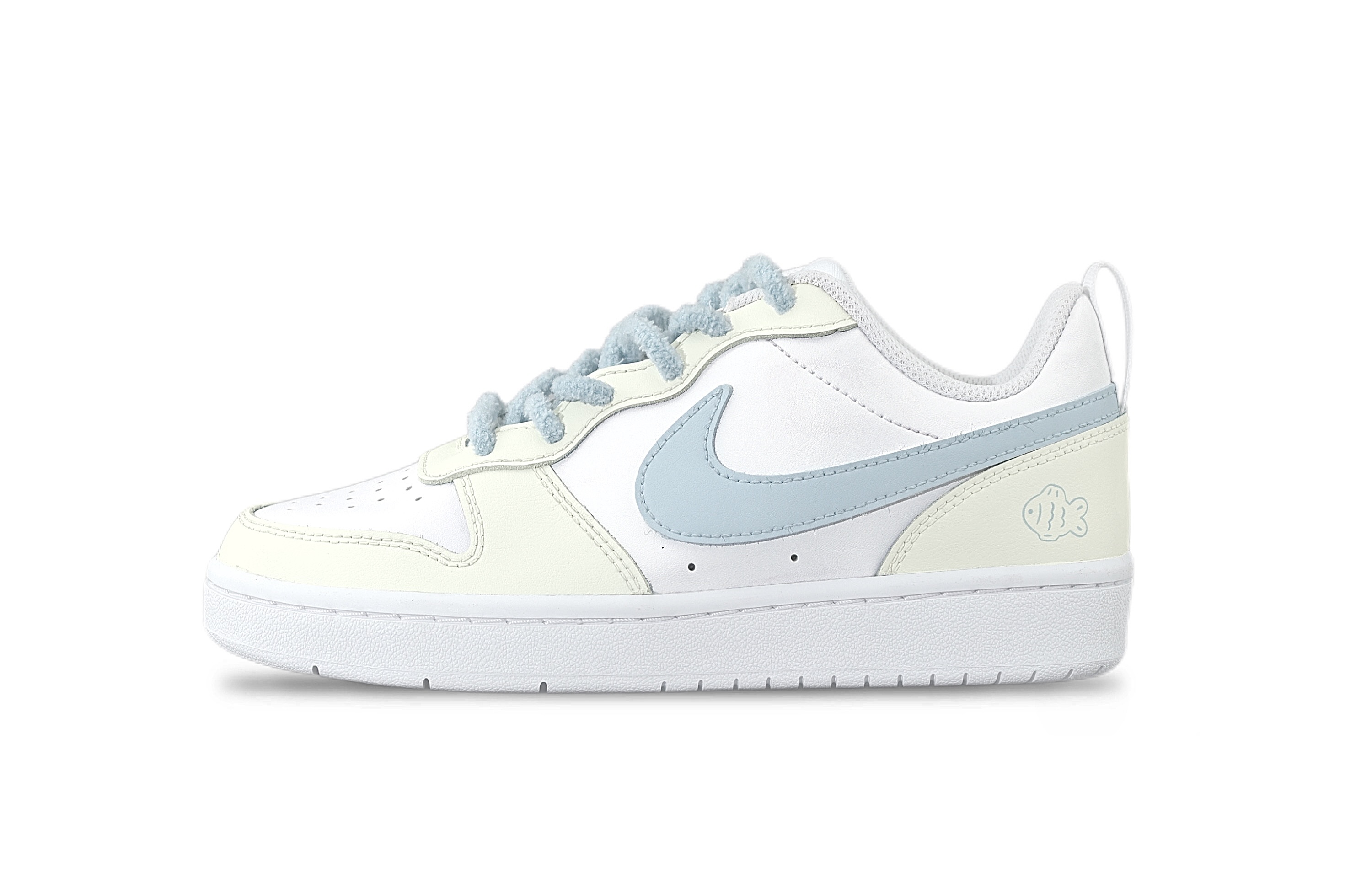 

Nike Детские кроссовки для скейтбординга Court Borough Bubbles Fish с противоскользящим покрытием, износостойкие, кремово-желтые, для подростков
