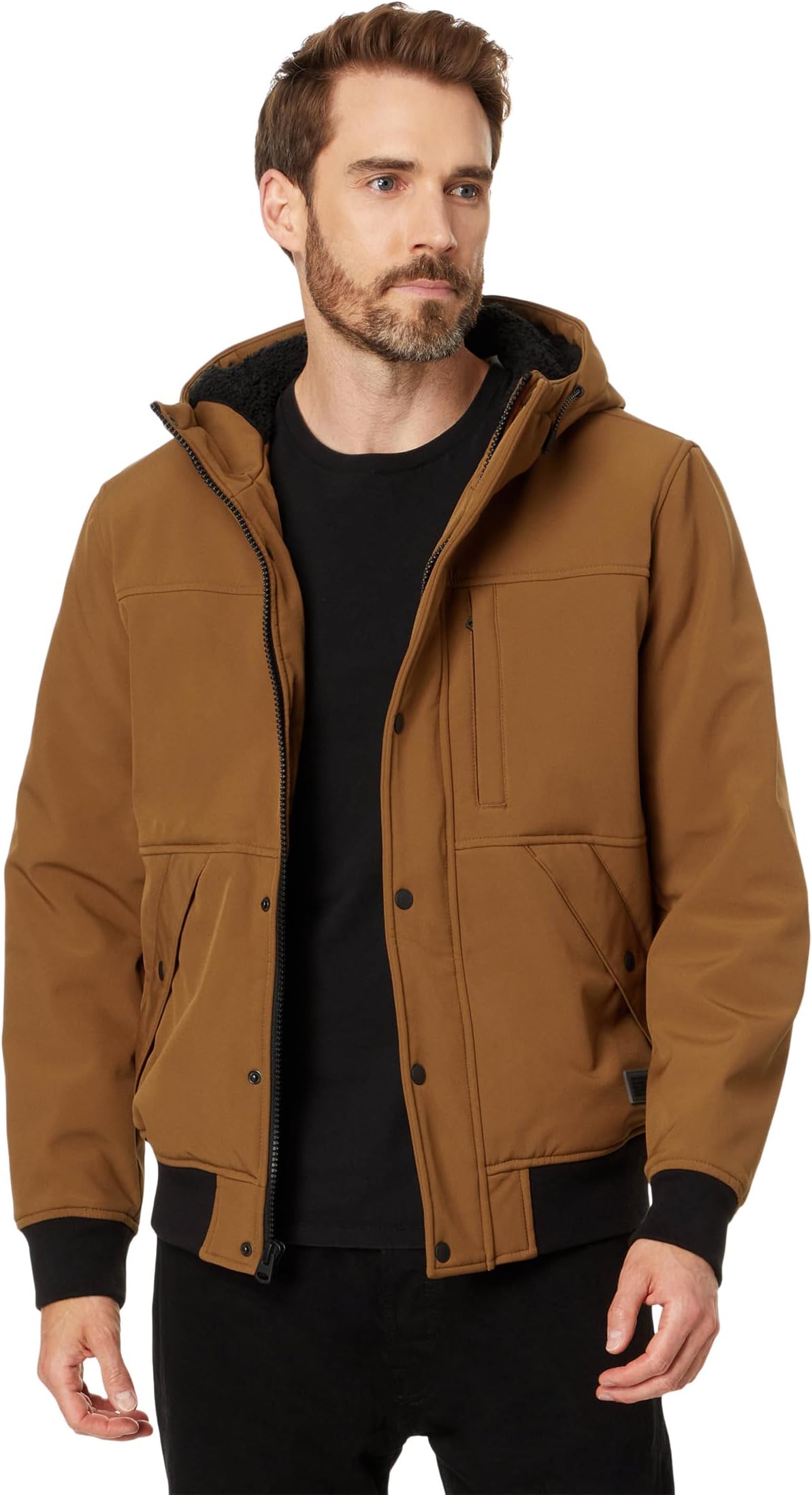 Мужская софтшелловая куртка с подкладкой из шерпы и капюшоном Levi's, Brown
