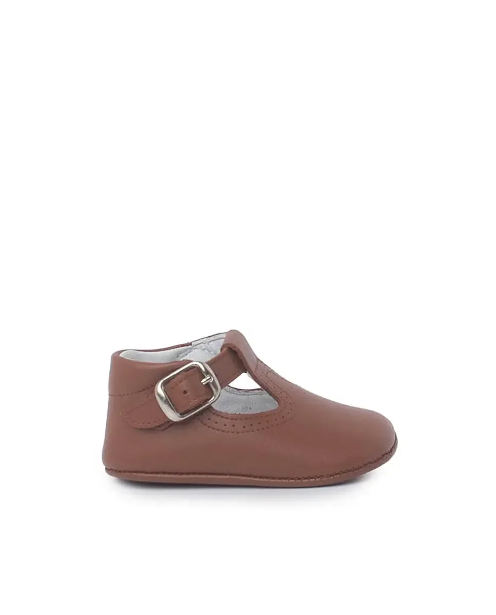 Детские кожаные пепитос с пряжкой Pisamonas, Camel