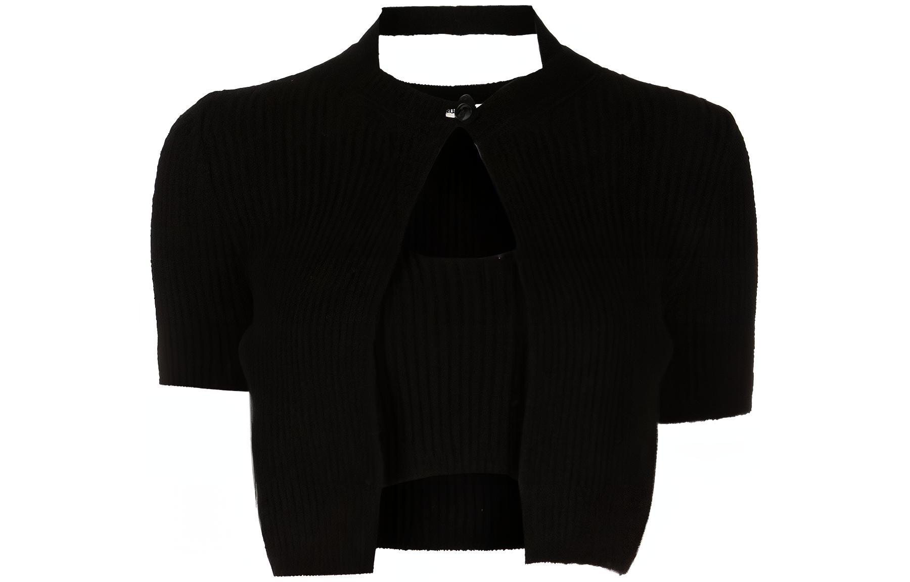 

Укороченный вязаный топ с многослойным дизайном Alexander Wang, черный