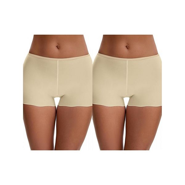 

2 пары женских бесшовных слип-шорт из айс шелка с кружевной отделкой под платья Inspire Chic, Beige A