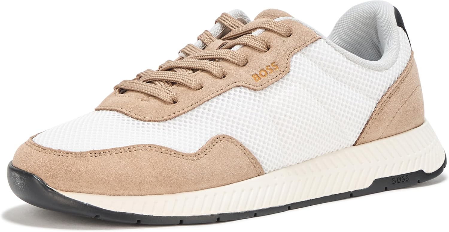 

Кроссовки низкие мужские BOSS из комбинированной кожи, Moth Wing, Bright White