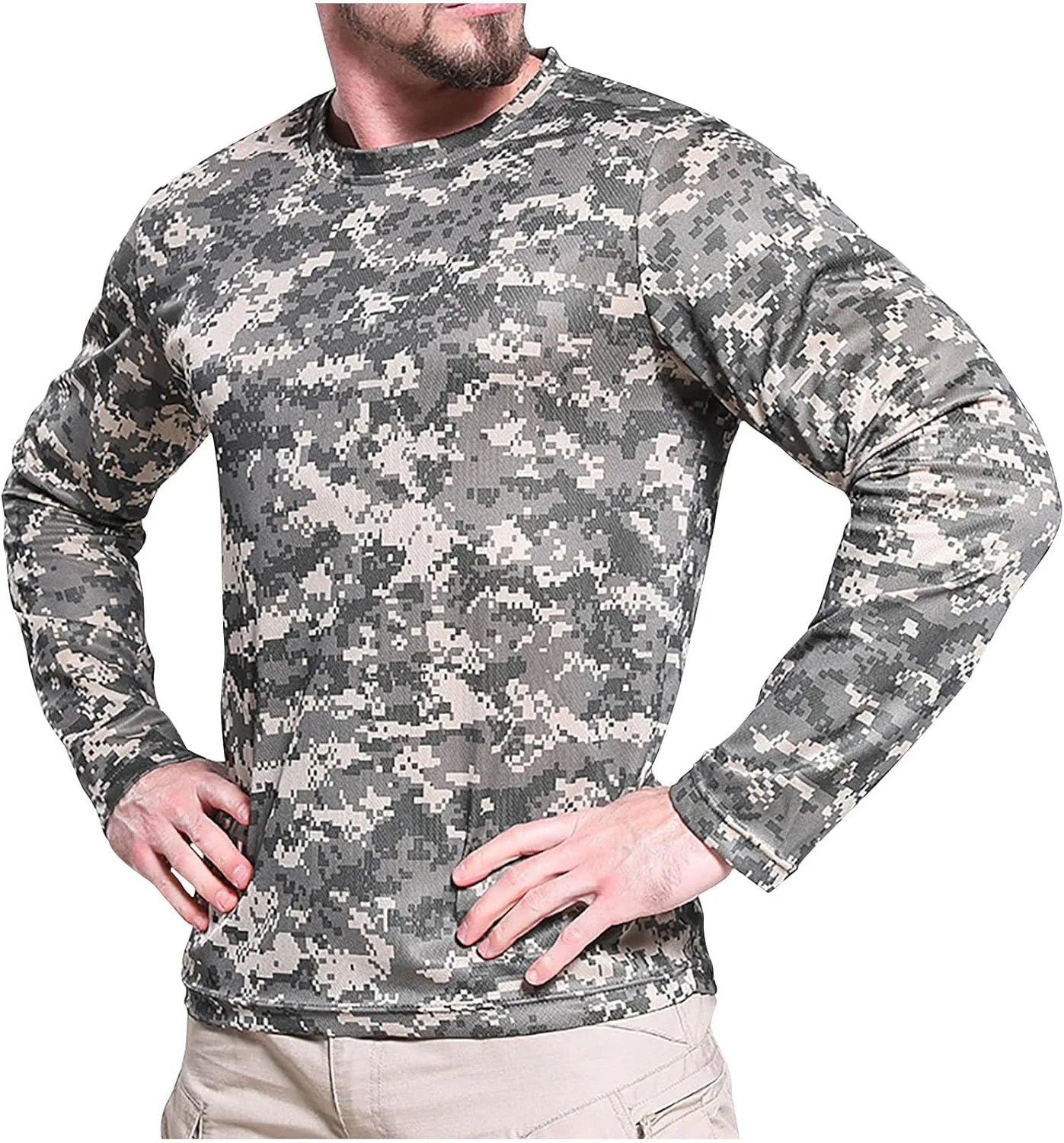 

Футболка Camouflage для мужчин, Long Sleeve, Crewneck, Stretchy, Quick Dry