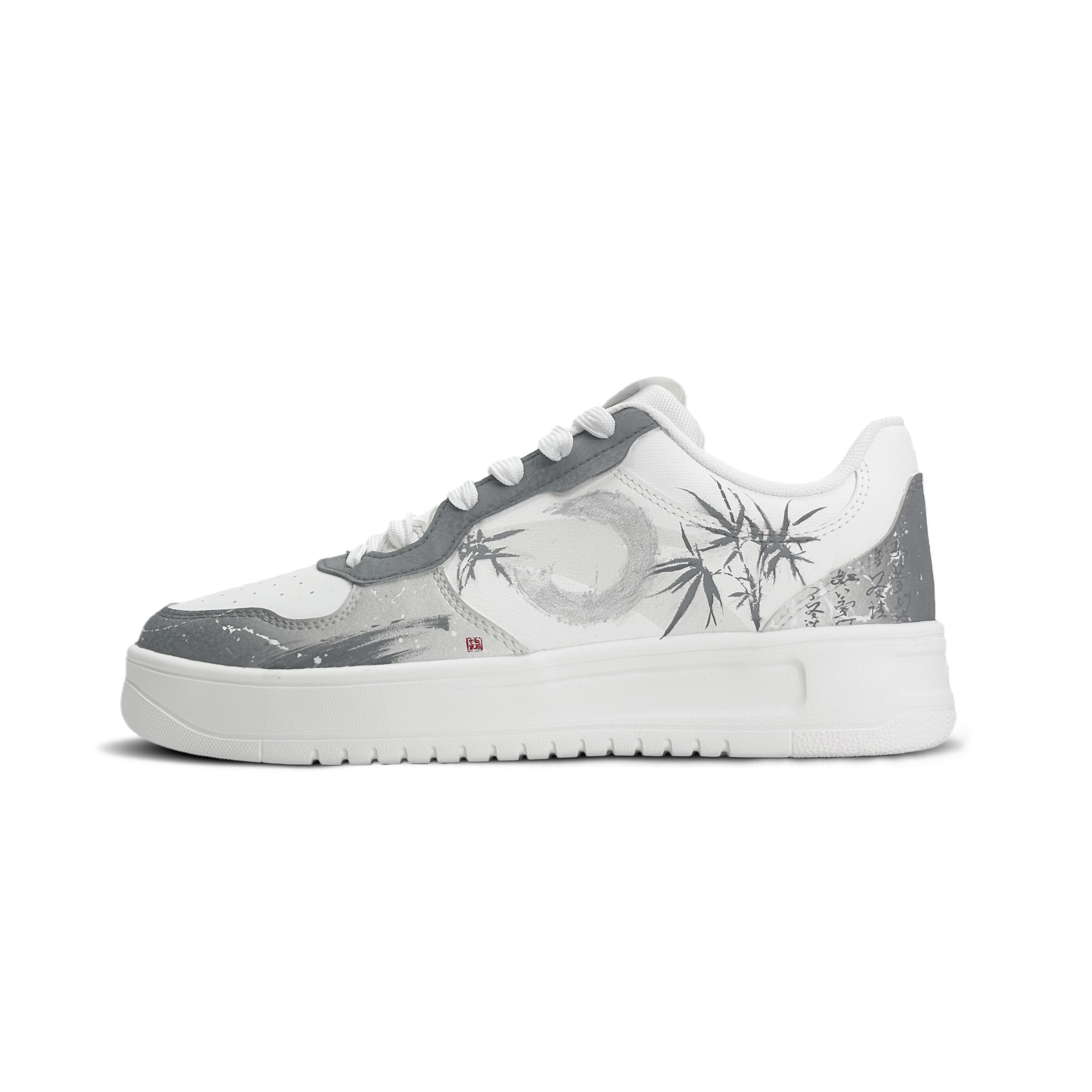 

расслабленные устойчивые к истиранию амортизирующие низкие кроссовки для скейтбординга unisex ANTA, черный белый-ink wash bamboo shadow