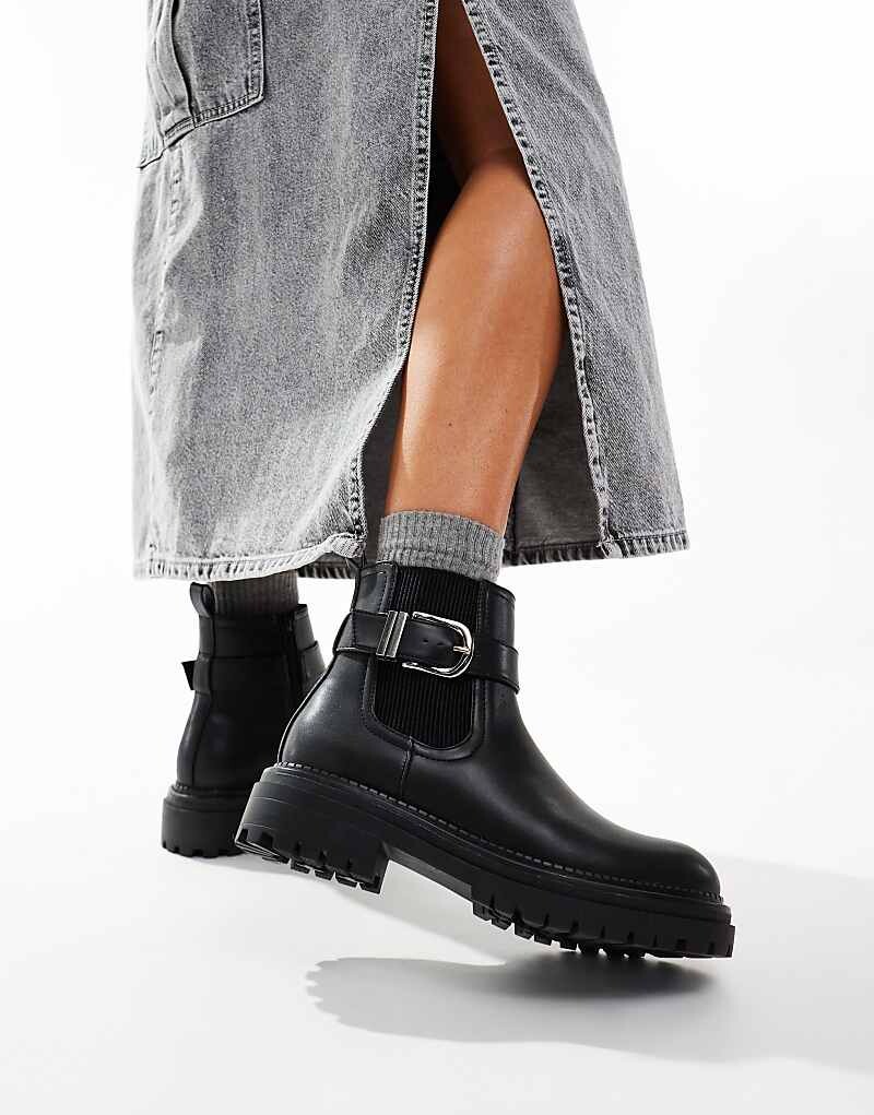 

schuh – Amari – Черные ботильоны с пряжкой на толстой подошве