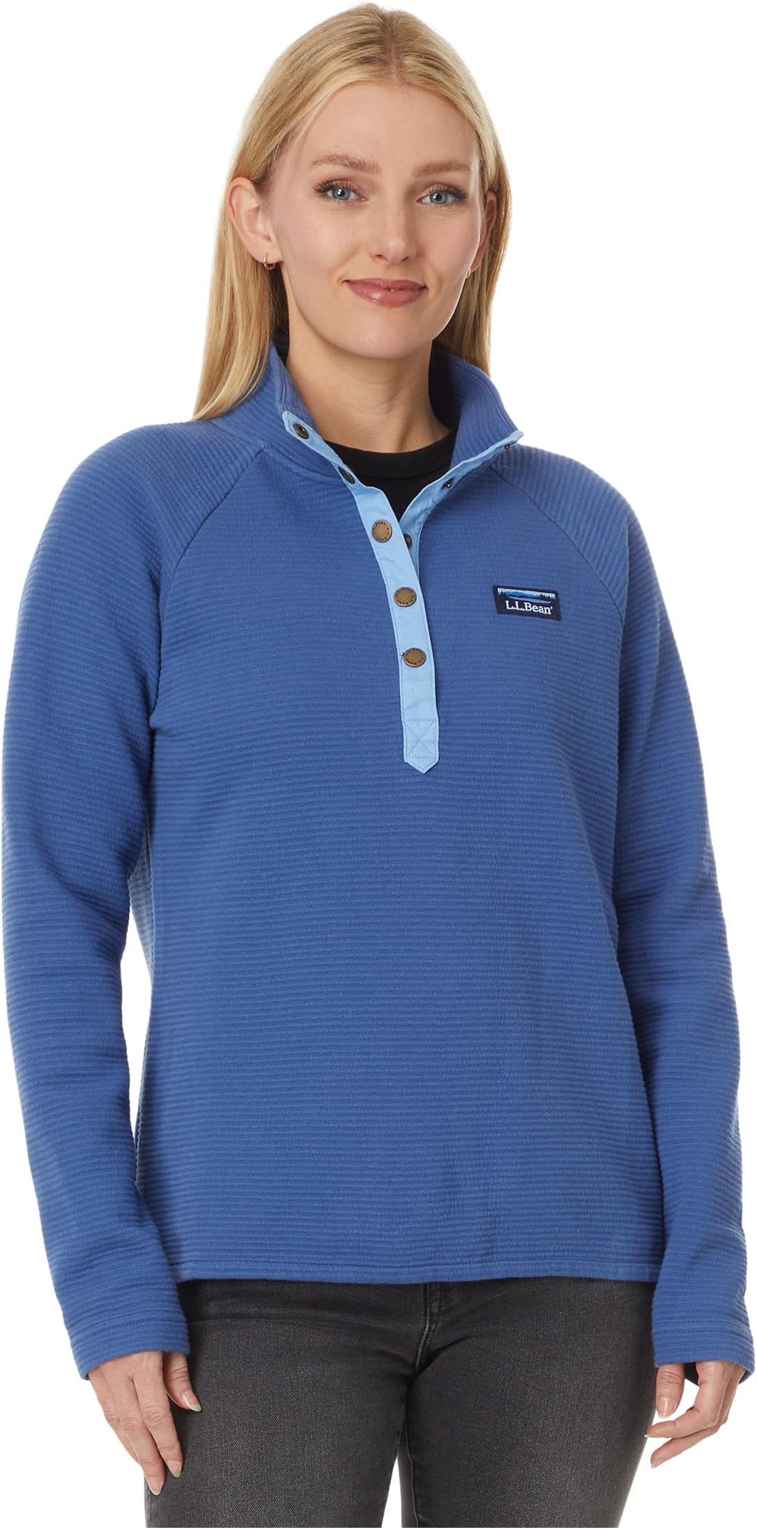 

Свитер L.L.Bean Lakewashed Ottoman Knit Quarter Snap, цвет Deep Blue