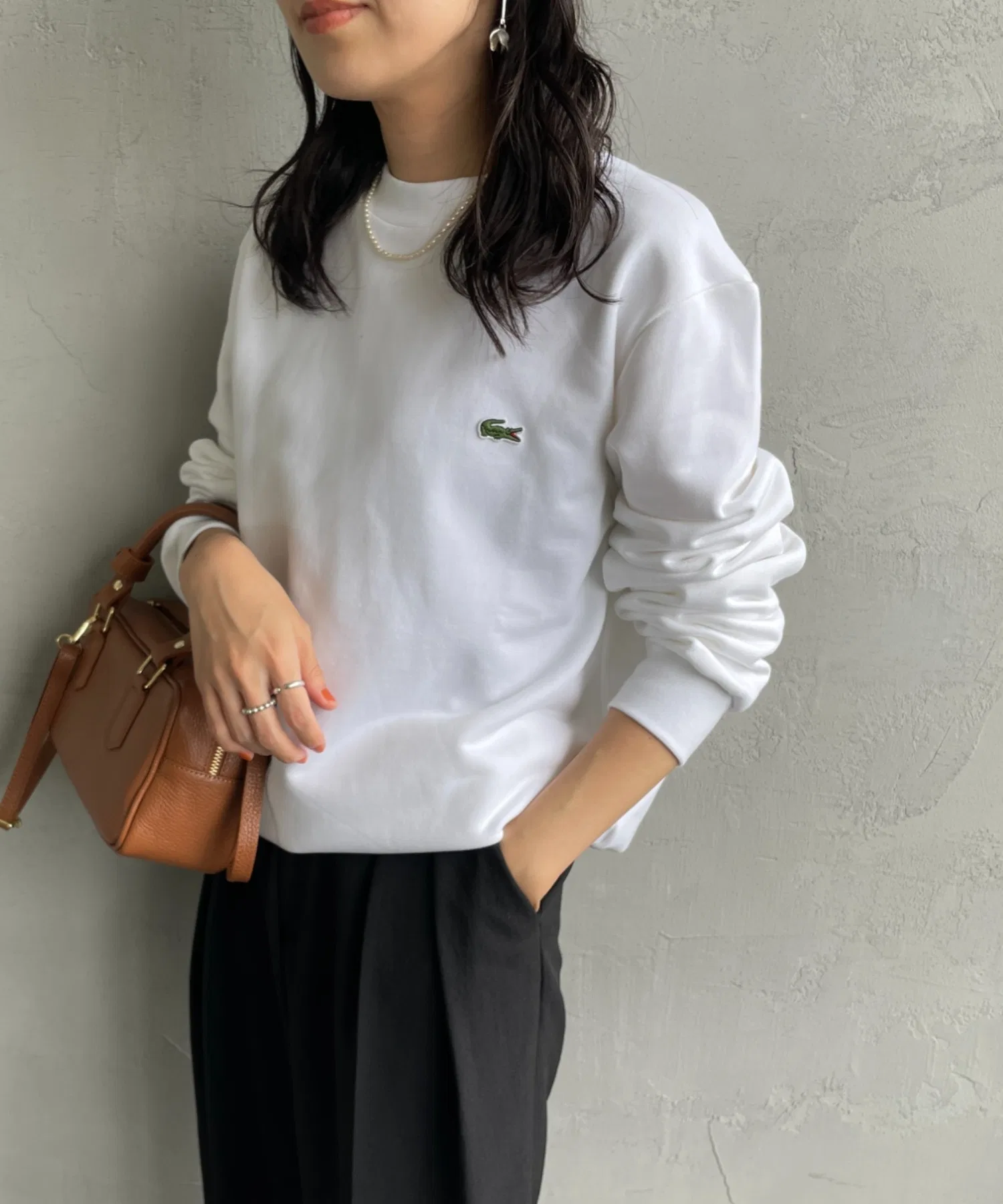 Толстовка LACOSTE с логотипом, махровая, однотонная