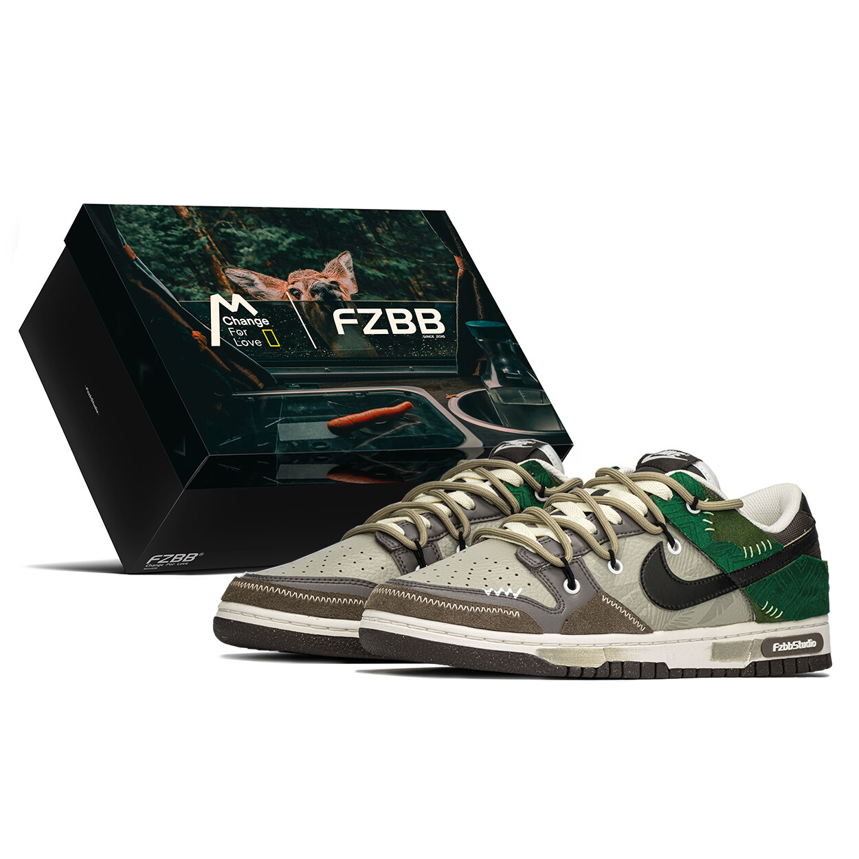 

Кроссовки Nike Dunk Skateboard Unisex Low-Top, коричневый/зеленый/серый