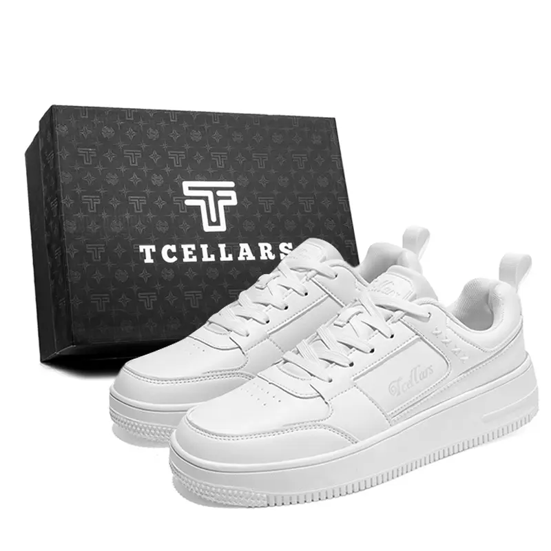 

TCELLARS Стильные устойчивые к истиранию легкие низкие кроссовки для скейтбординга с эффектом увеличения роста унисекс эксклюзивная коробка белый цвет с флисовой подкладкой