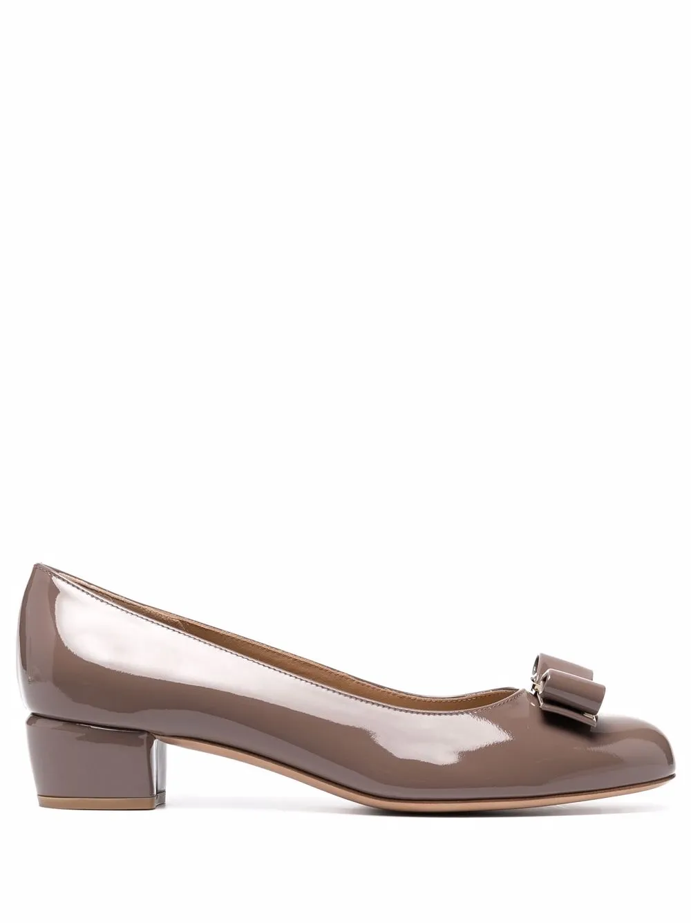Туфли на блочном каблуке с бантом Ferragamo, коричневый