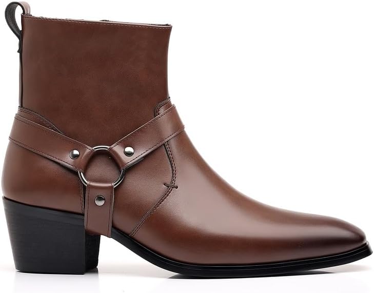 

Мужские ботинки Chelsea с молнией, повседневные, деловые, высокие, на щиколотку, мужские оксфорды Xbtevudak, коричневый