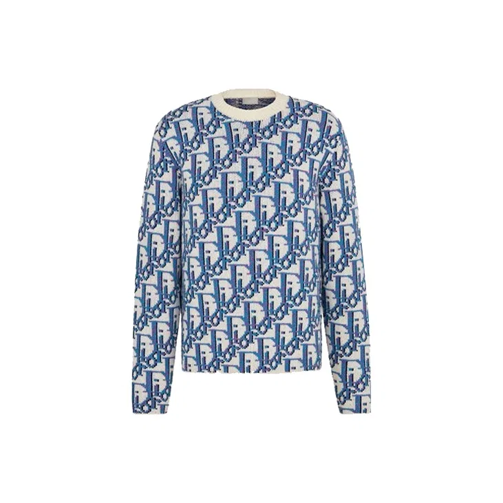 Свитер Christian Pre Owned Oblique intarsia DIOR, Blue