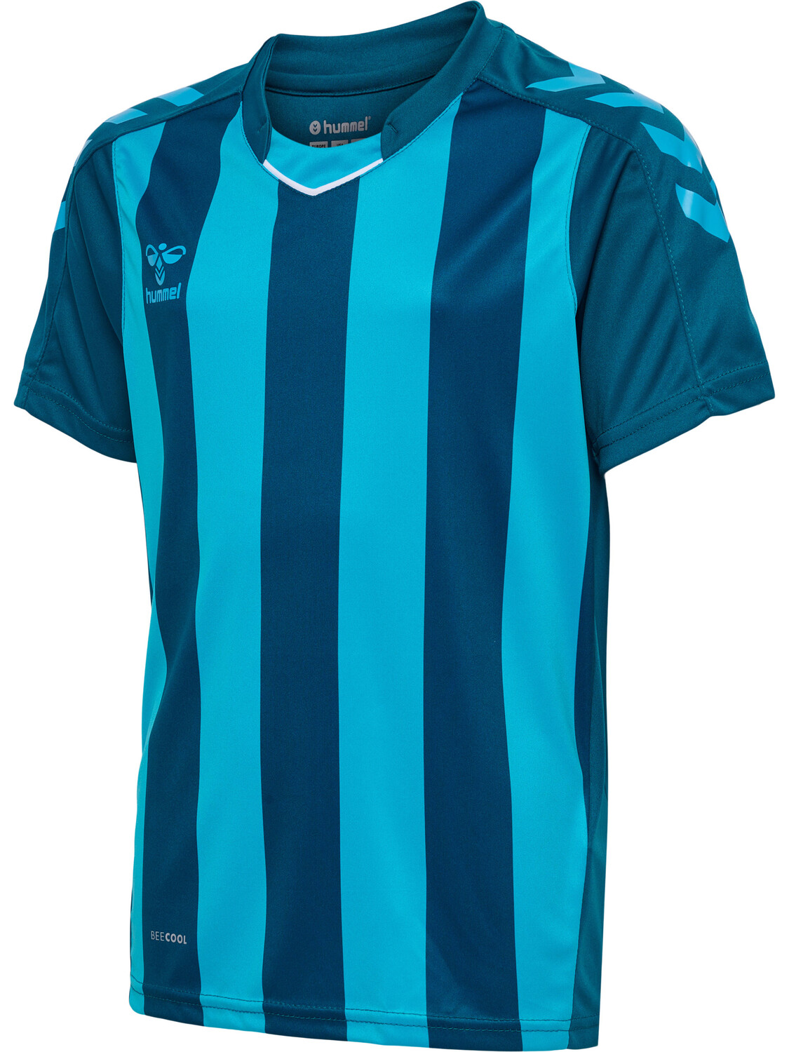 Футболка Hummel Trikot S/S Hmlcore Xk Striped Jersey Kids S/S, цвет BLUE CORAL/BLUE DANUBE — фото 4