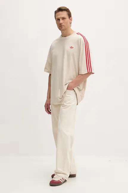 Футболка хлопковая Adidas Originals, бежевый — фото 2
