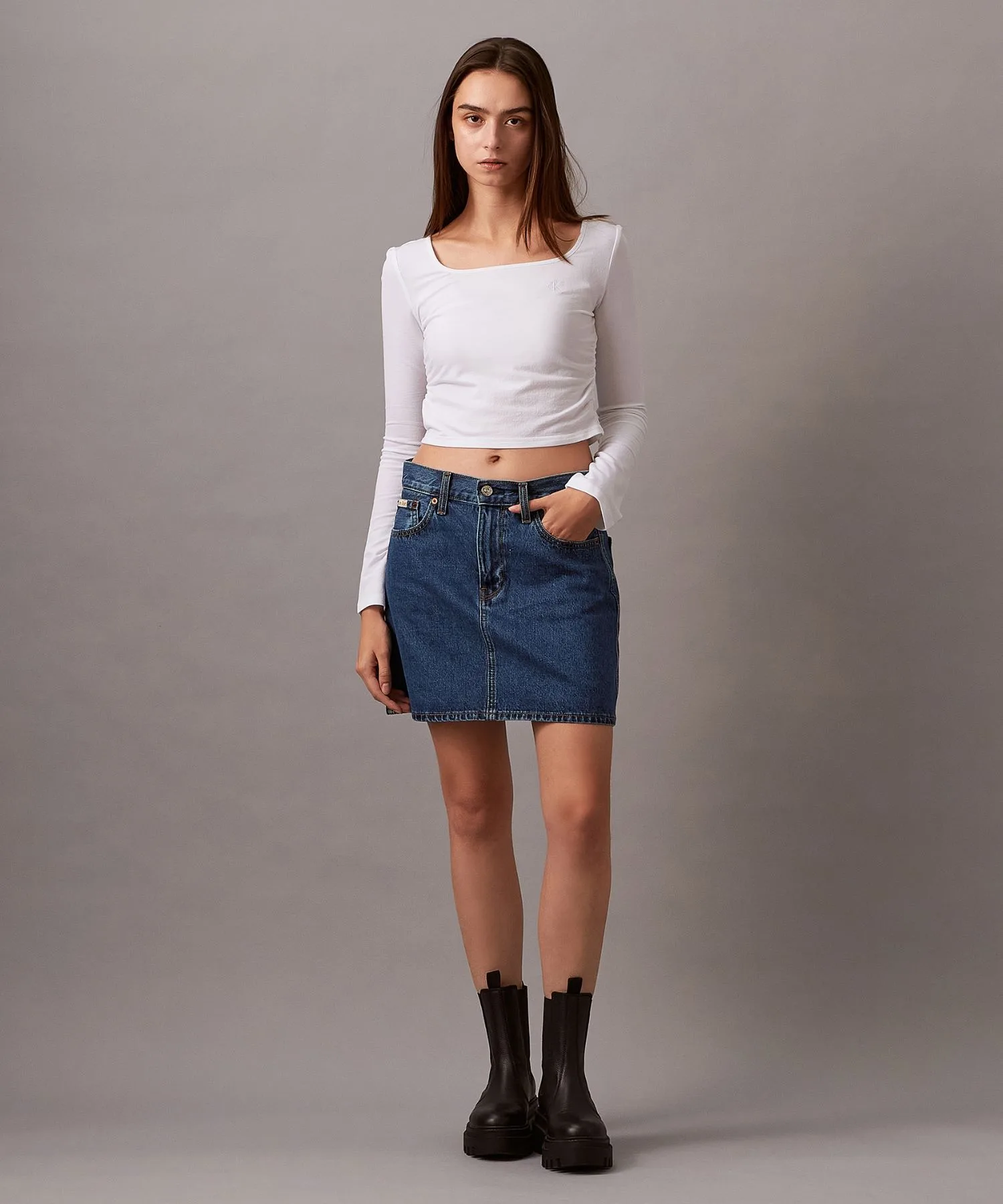 Женский топ с длинным рукавом квадратный вырез Calvin Klein J225097 зеленый — фото 3