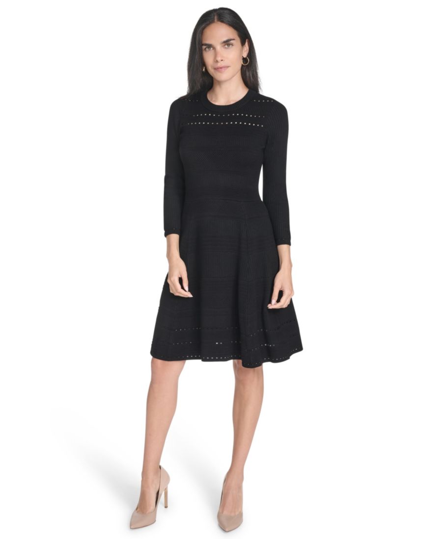 

Женское фактурное платье-футляр в оттоманском стиле, приталенного силуэта с расклешенной юбкой Jessica Howard, Black