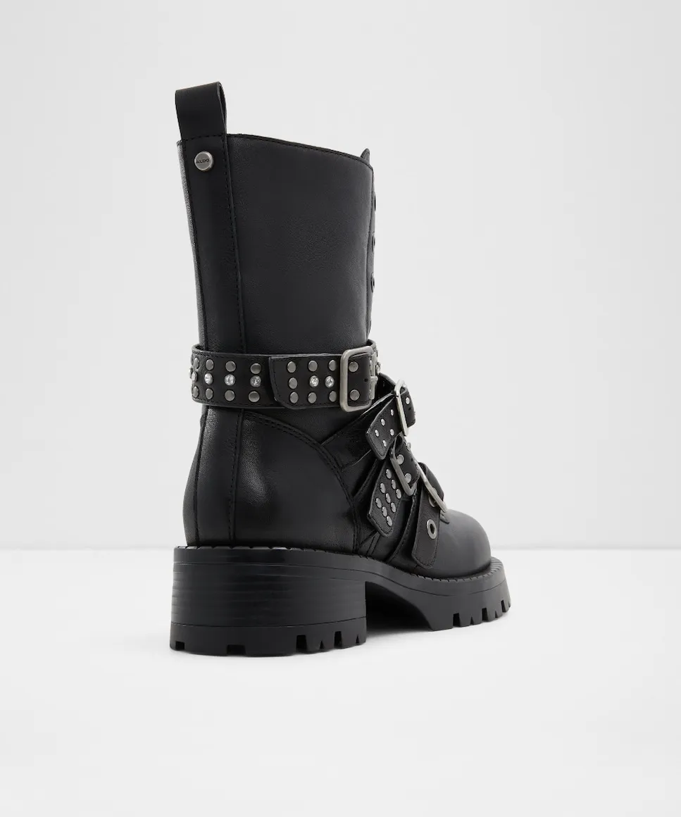 Женские кожаные ботильоны с округлым носком Aldo, черный — фото 3