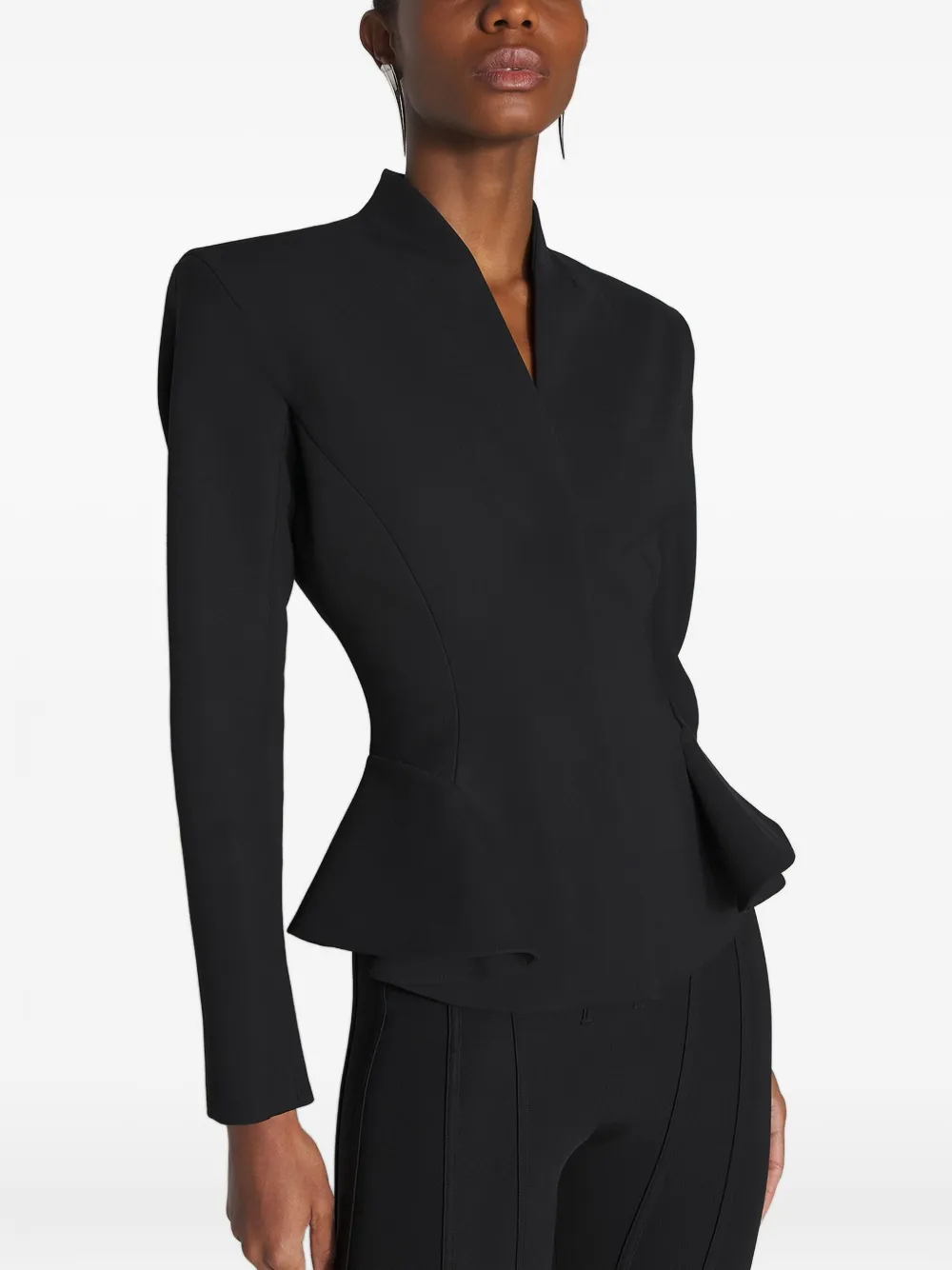 

Приталенный жакет с баской Mugler, черный