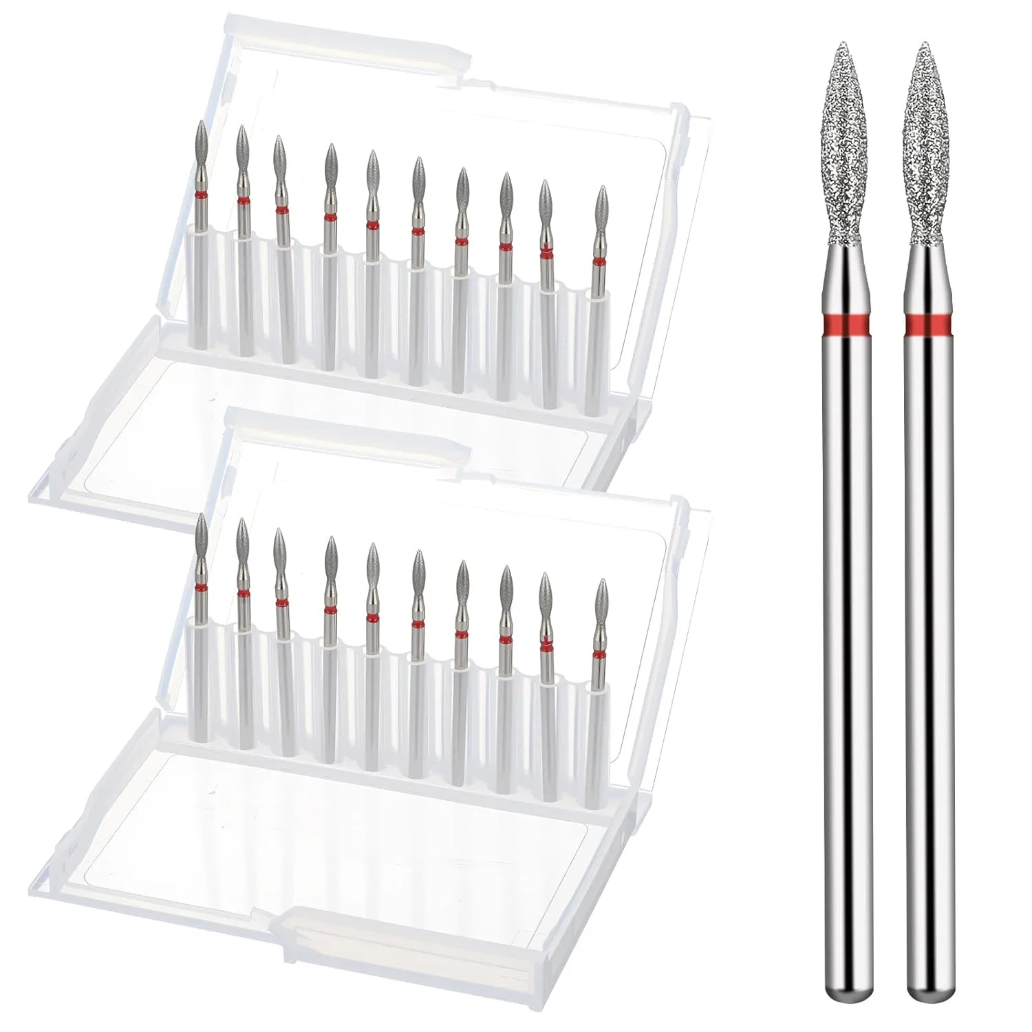 Набор из 20 алмазных фрез для маникюра Flame Cuticle Clean, 3/32 дюйма Heclia