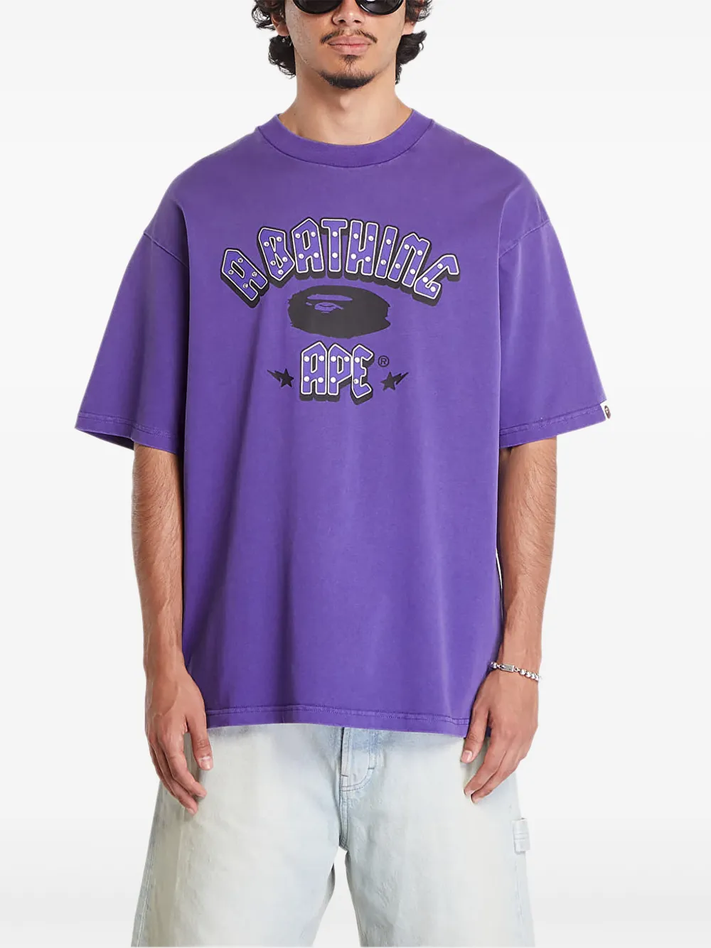 

Футболка с логотипом из страз A BATHING APE, фиолетовый
