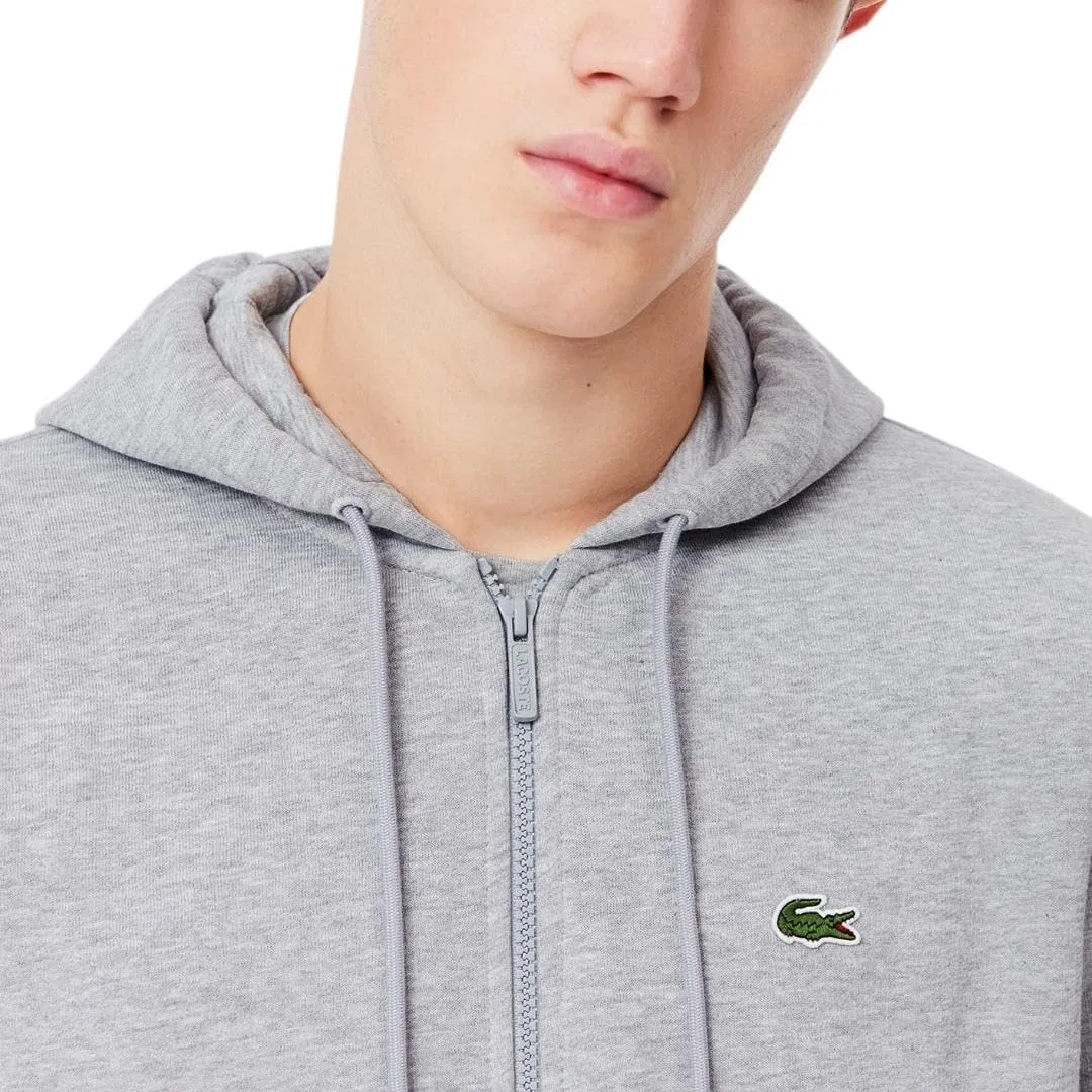 Толстовка Lacoste мужская с капюшоном и молнией, классический крой, серебряный — фото 2