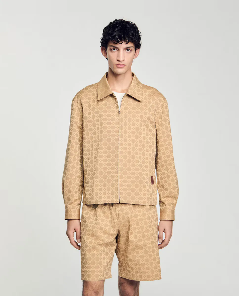 

Мужская куртка с молнией Square Cross Sandro, бежевый