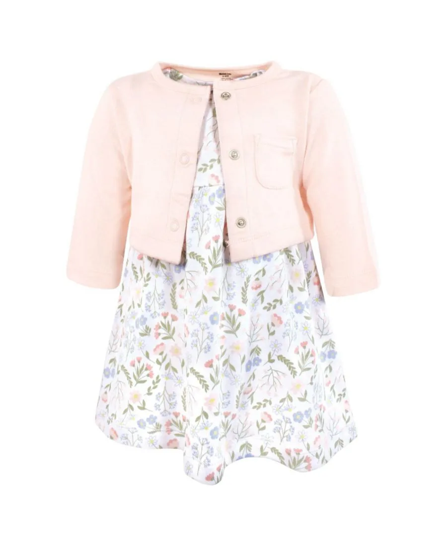 Легкий хлопковый комплект: платье и кардиган Hudson Baby, Pastel Wildflower
