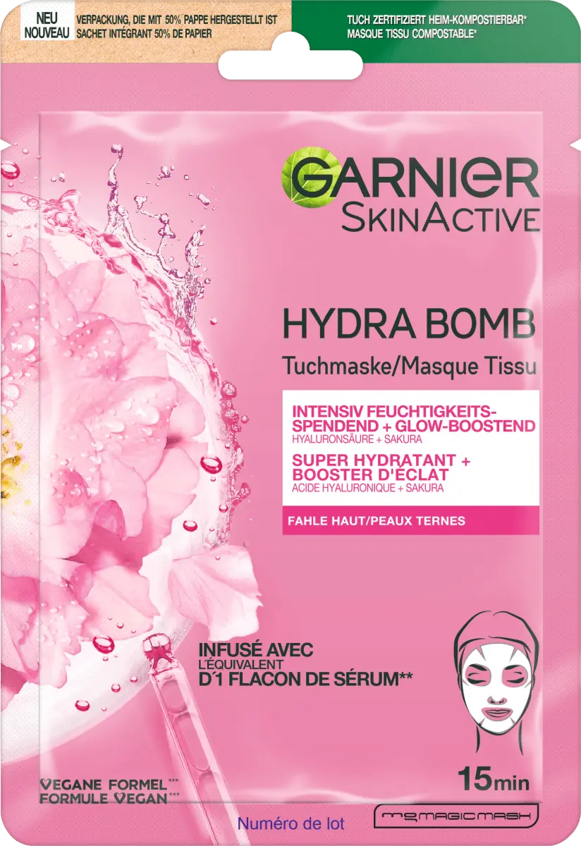 

Тканевая маска Hydra Bomb Sakura Glow-Boosting 28г Garnier