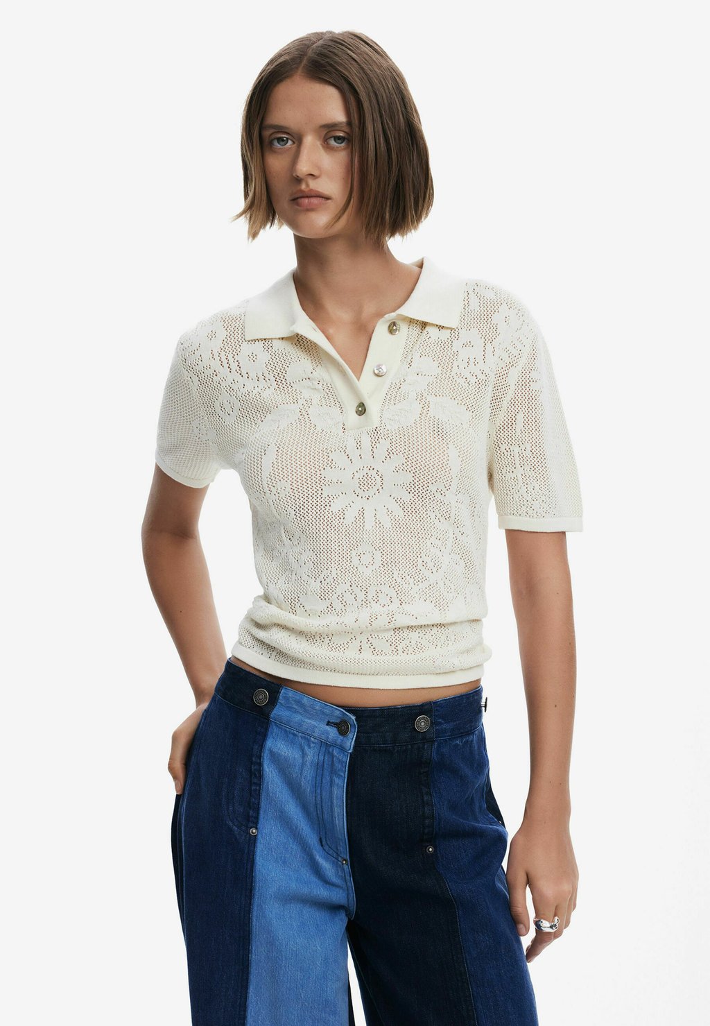 

Поло WITH EYELETS Desigual, бежевый