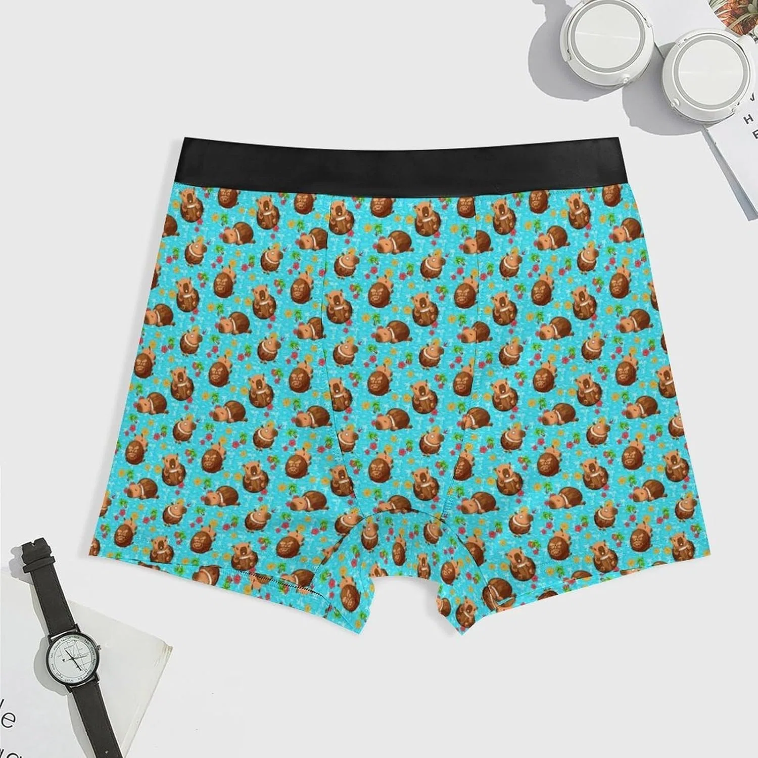 Боксеры с принтом капибара, Men’s Boxer Briefs Novelty Funny Banana, Capybara — фото 3