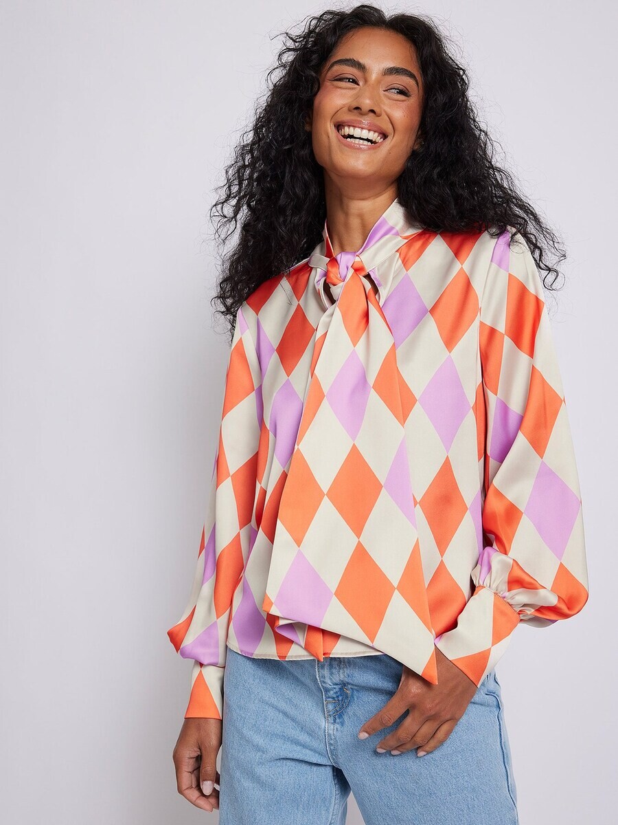 

Блуза NA-KD Blouse, цвет Lilac/Orange/White