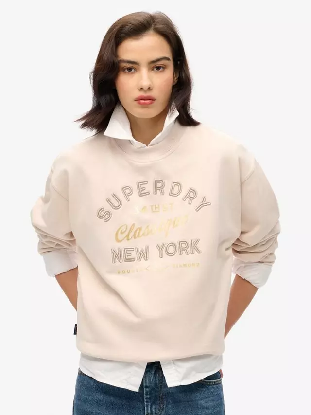 

Толстовка Superdry Luxe Metallic Logo Loose, цвет off grey