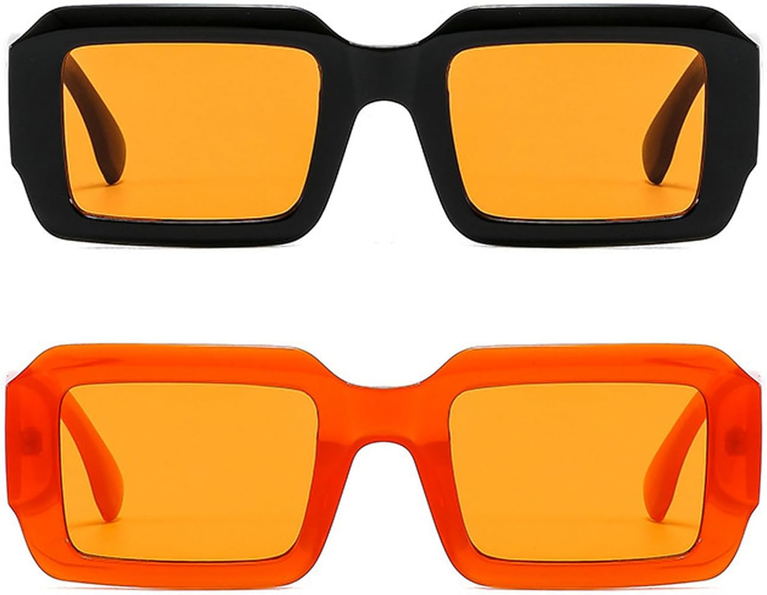 

Винтажные прямоугольные солнцезащитные очки, модные квадратные очки конфетных оттенков, стильные ретро-очки для женщин, солнцезащитные очки с защитой от УФ-излучения UV400 mincl, 2pcs-black Orange&orange