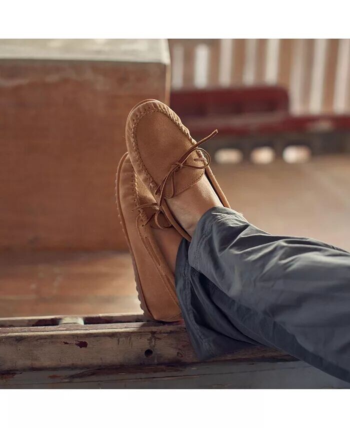 Мужские замшевые классические мокасины Minnetonka, коричневый/бежевый — фото 2