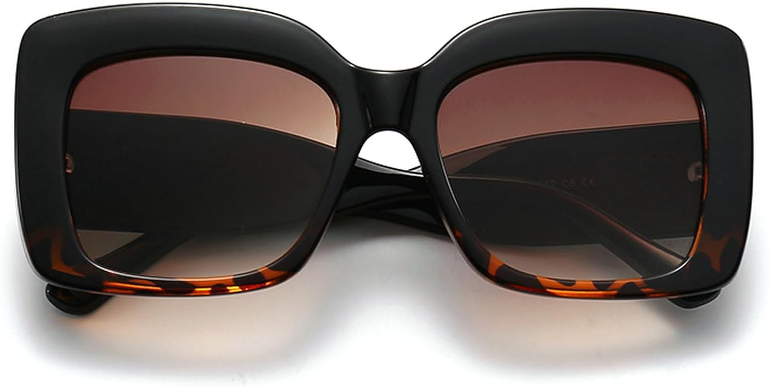 

Крупные квадратные солнцезащитные очки для женщин, модные солнцезащитные очки UV400 для мужчин, стильные солнцезащитные очки в стиле ретро с толстой оправой для женщин mincl, Black Leopard