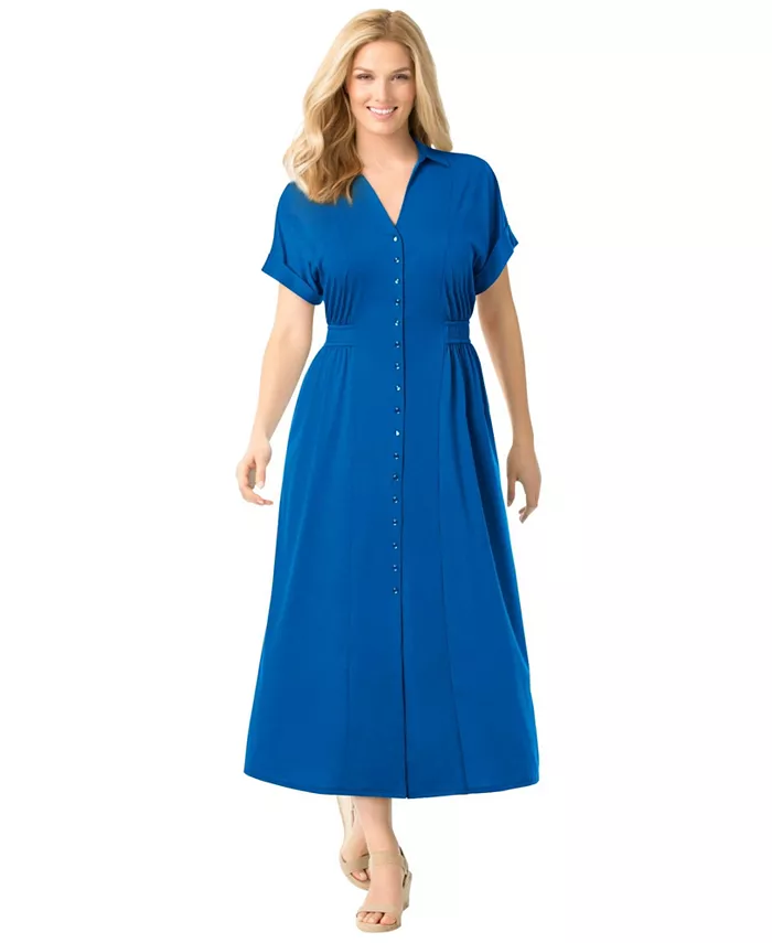 

Платье больших размеров с застежкой спереди Woman Within, синий