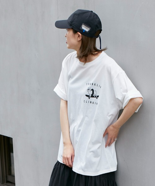 

Футболка с коротким рукавом, принт скейтборд с бульдогом Franklin Climbing, светло-серый