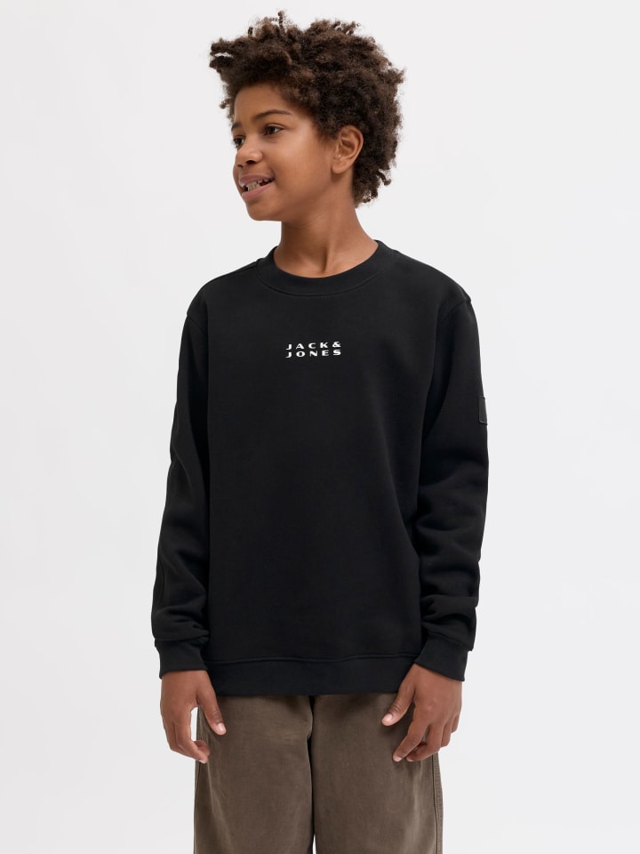 

Толстовка JCOPOINT SWEAT BADGE CREW NECK BF JNR черного цвета JACK & JONES Junior