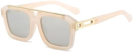 

2027 cFashion Двойные мостики для женщин, квадратные солнцезащитные очки в стиле ретро, ​​желейные, панк, мужские солнцезащитные очки UV400 MTZJH, Champagne Silver