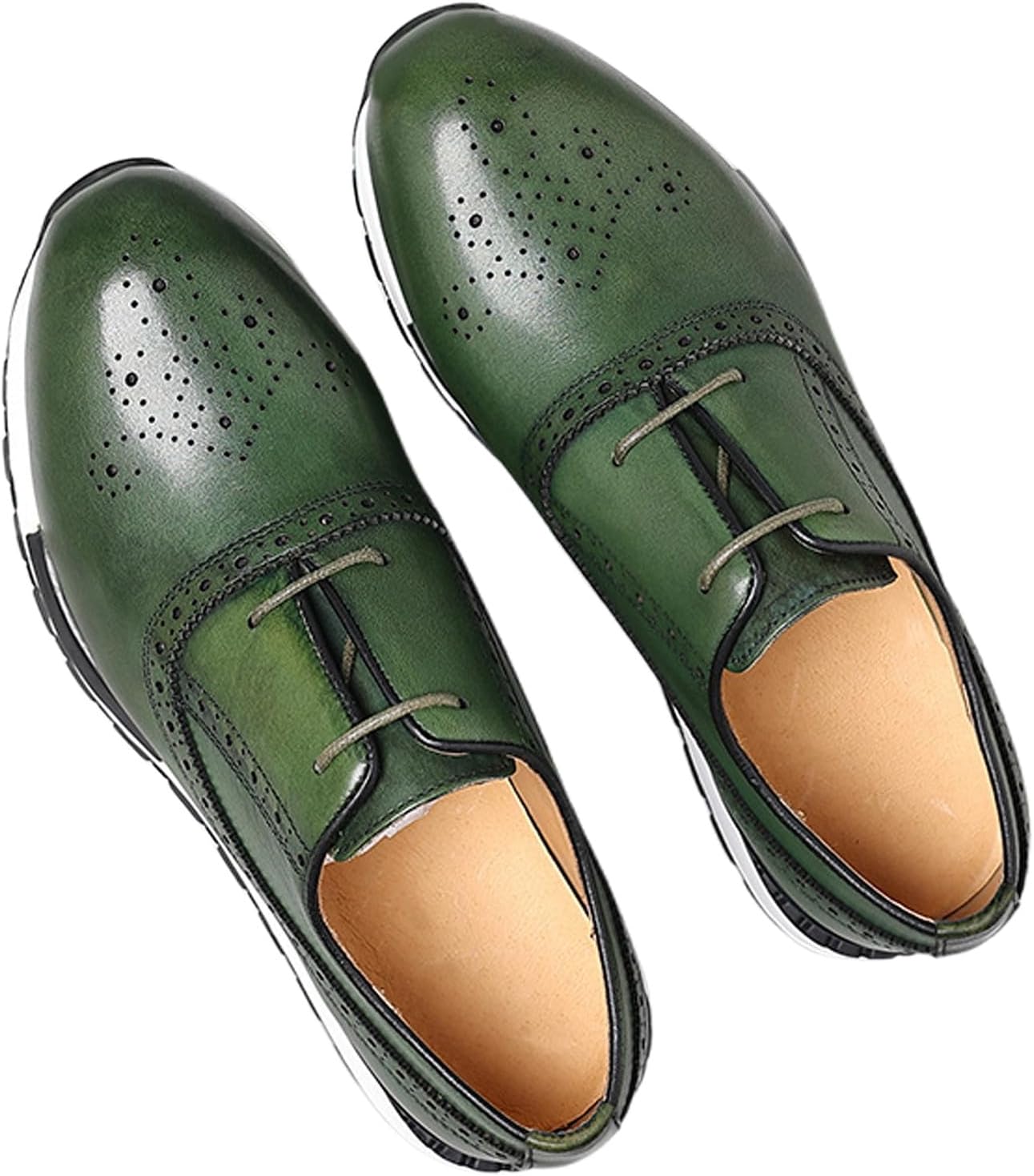 

Мужские кроссовки Santimon, модная повседневная обувь, удобные прогулочные туфли, современные кожаные оксфорды на плоской подошве, деловые повседневные дерби для мужчин, зеленый