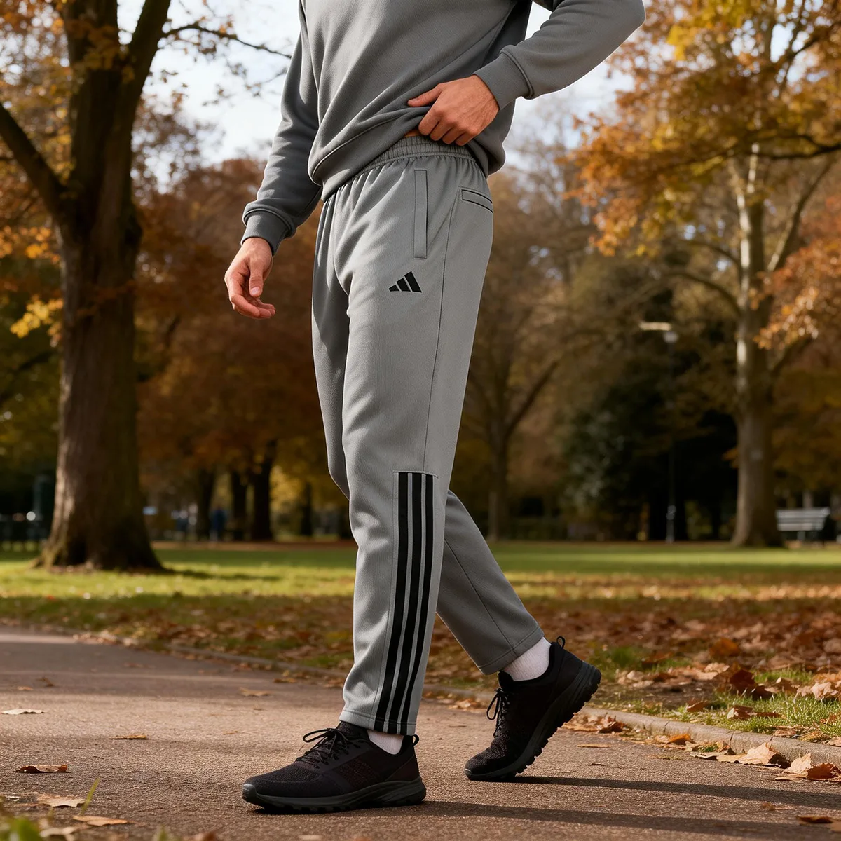 Adidas Спортивные брюки из трикотажной ткани унисекс серые — фото 4