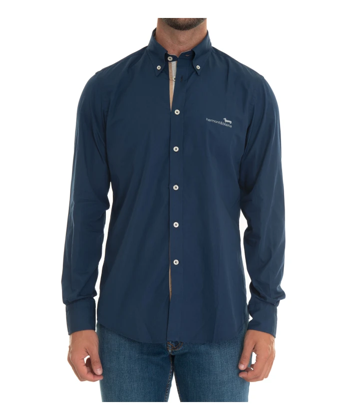 

Хлопковая рубашка с длинными рукавами Harmont & Blaine, синий