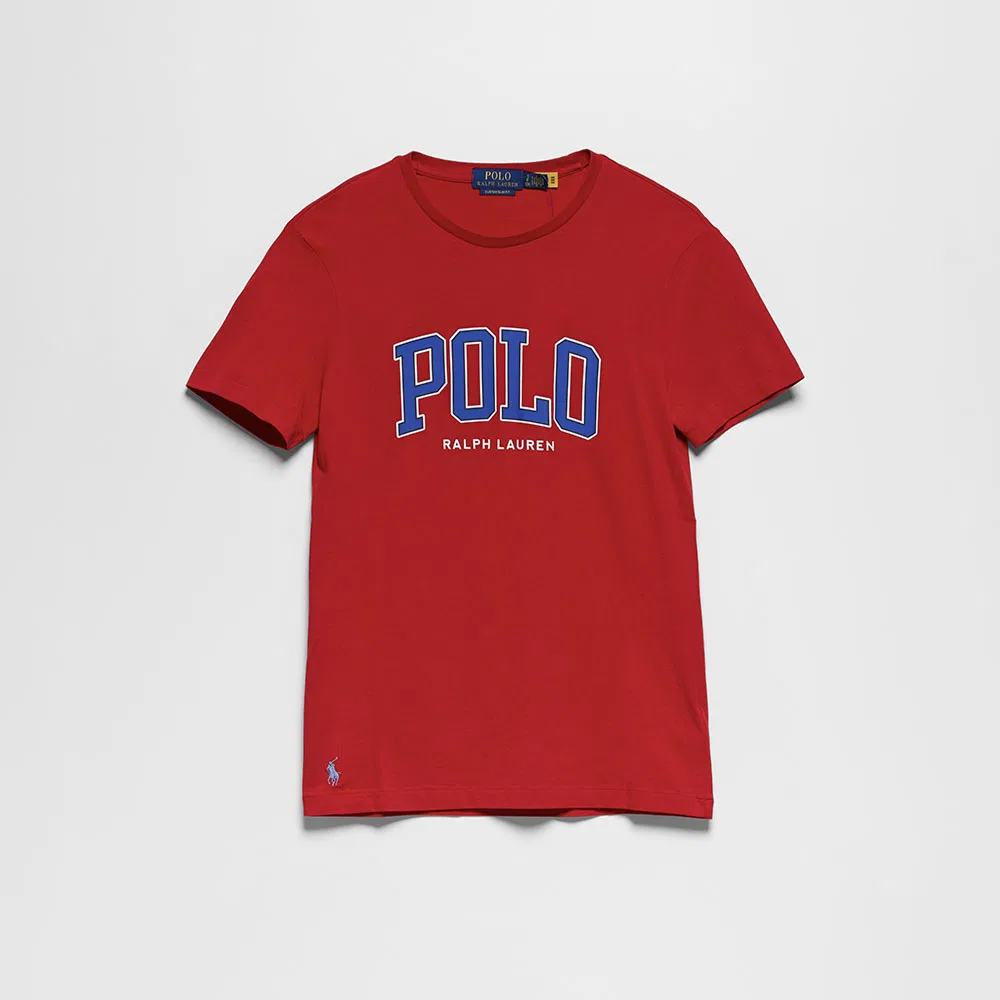 Мужская приталенная футболка Custom Logo Jersey красного цвета от Polo Ralph Lauren