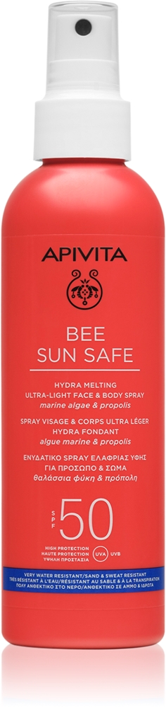 

Ультралегкий спрей Bee Sun Safe Hydra Melting Spf50, солнцезащитный спрей SPF 50 Apivita, 200 мл