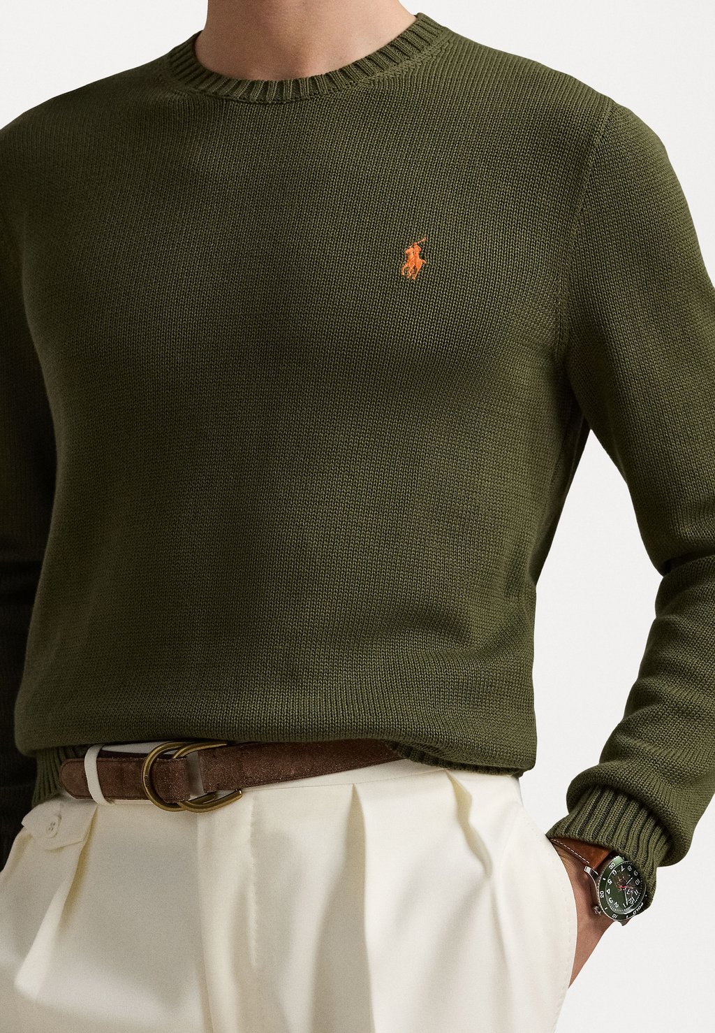 

Джемпер COTTON CREWNECK SWEATER Polo Ralph Lauren, оливковый