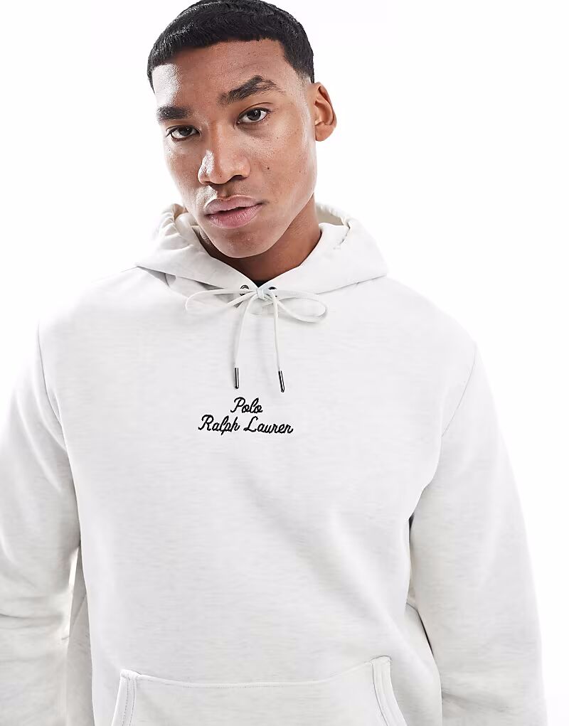 

Толстовка с капюшоном Polo Ralph Lauren с центральным текстовым логотипом, двухслойная, цвета песочного меланжа