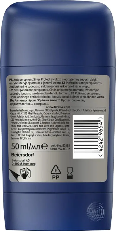 Мужской антиперспирант-стик NIVEA MEN Silver Protect, 50 мл Nivea Men — фото 2