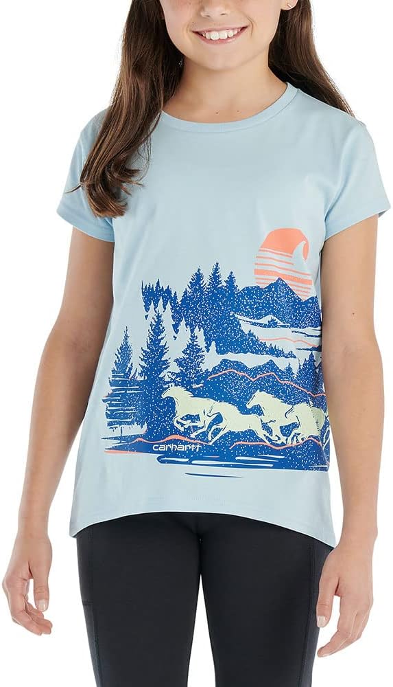 

Футболка с короткими рукавами и принтом Carhartt для девочек, Angel Falls Blue, Синий, Футболка с короткими рукавами и принтом Carhartt для девочек, Angel Falls Blue