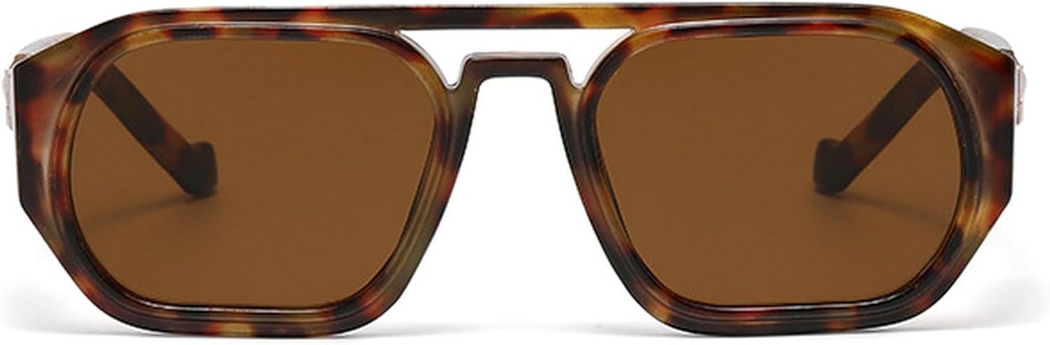 

Женские квадратные солнцезащитные очки 2025 года, роскошные винтажные солнцезащитные очки-пилот с двойным дужком для мужчин, модные очки для вождения, защита от УФ-излучения UV400 mincl, Leopard Brown