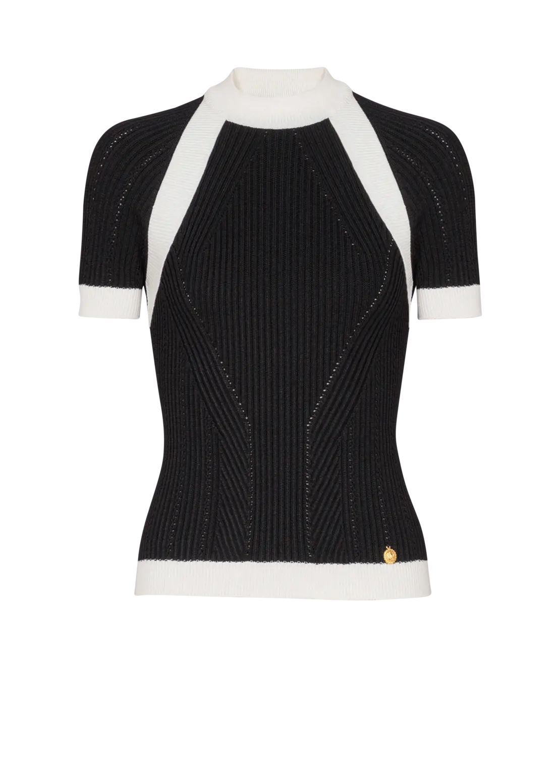 

Трикотажный топ с короткими рукавами Balmain, черный